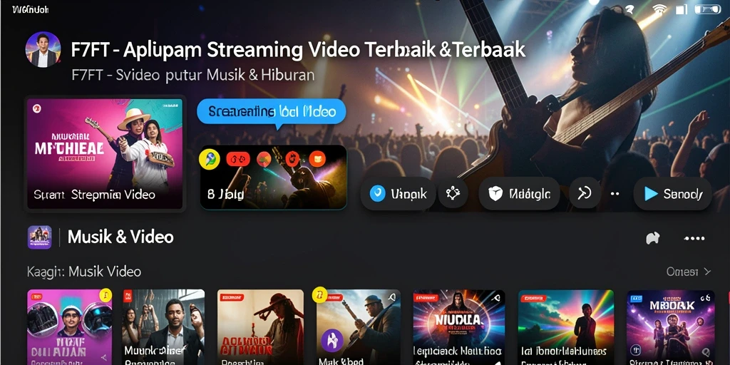 Antarmuka aplikasi F7F7 dengan berbagai pilihan video Streaming.