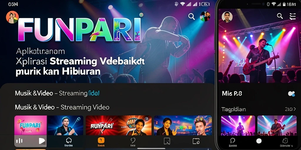 Tampilan antarmuka aplikasi FUNPARI yang menarik dengan fitur Streaming Video.
