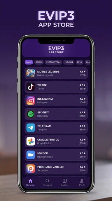 Tampilan katalog aplikasi evip3