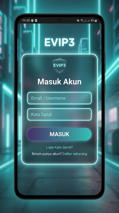 Tampilan halaman login evip3